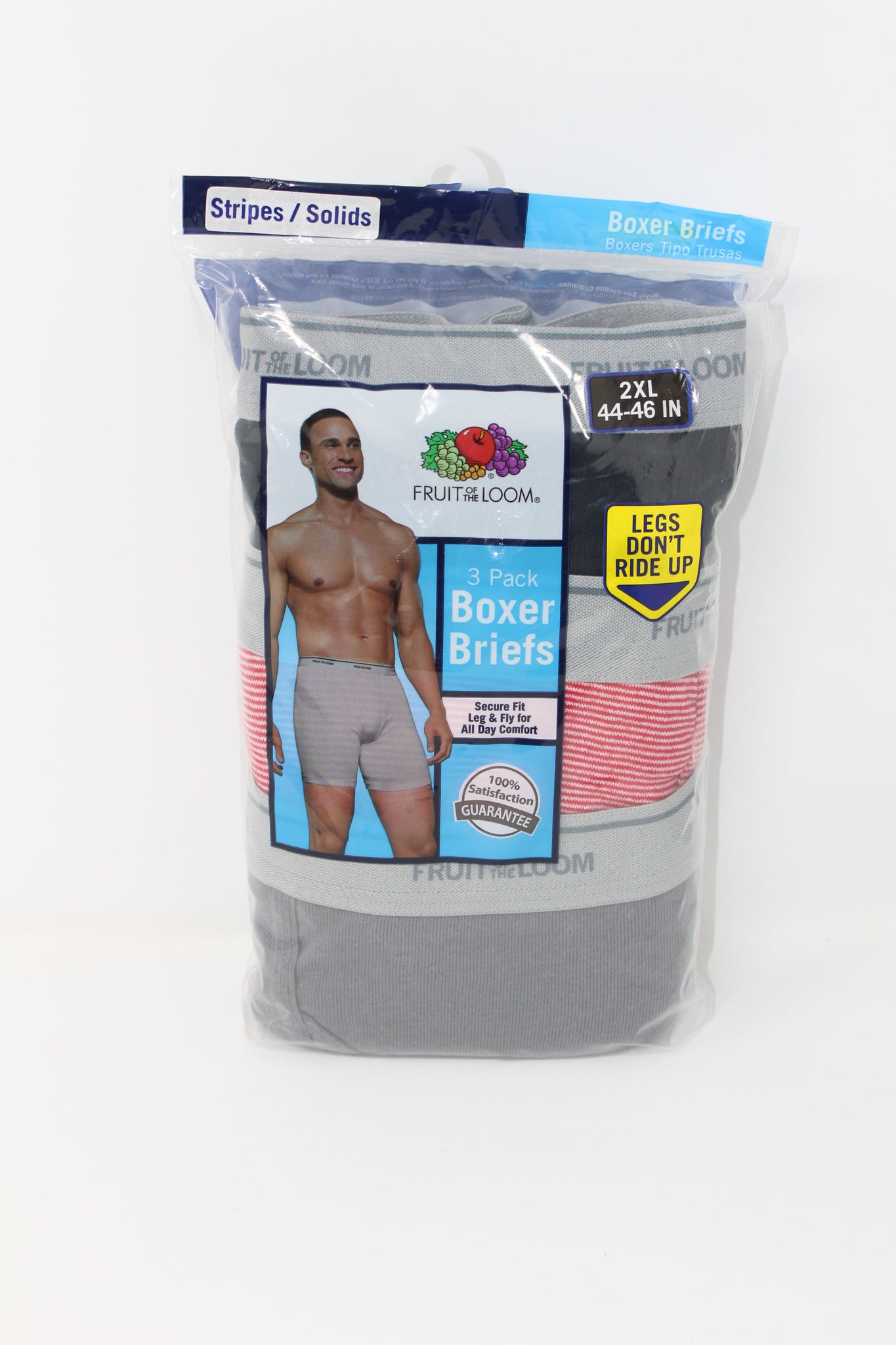 7 Pack Fruit Of The Loom Boxer Briefs Solid and Stipe – Famous